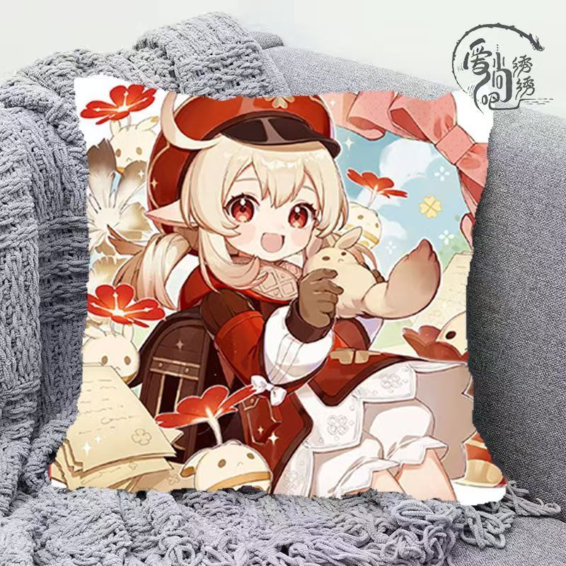 超萌可莉十字绣抱枕新款原神人物线绣枕套沙发卧室手工绣diy靠枕