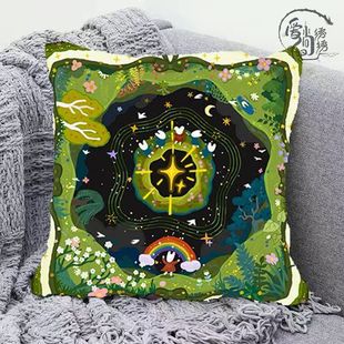 春日颂歌十字绣抱枕新款治愈系小众线绣枕套沙发卧室刺绣diy靠枕