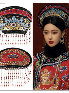 古装贵妃帽子花钿旗头汉服配饰
