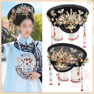 清朝皇后帽子发饰古装清宫剧同款钿子旗帽头饰精致华丽花钿子发饰