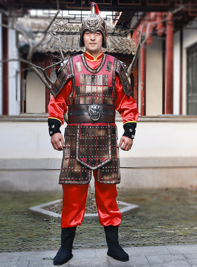 影视表演盔甲古装三国将士服古代将军铠甲战袍舞台演出服真人可穿
