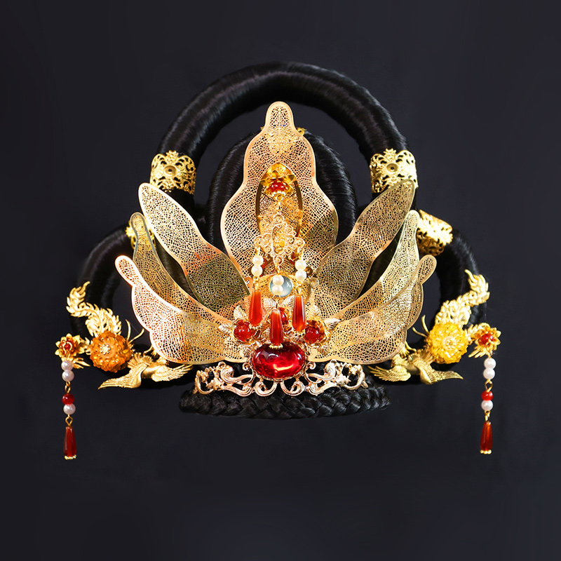 古装演出敦煌飞天发髻唐风异域琵琶舞表演造型摄影演出假发包头饰