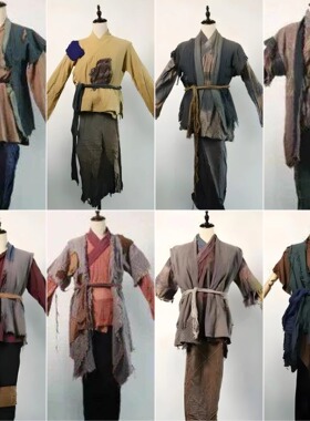 春秋影视古装汉服宋代百姓农民群演棉麻粗布焦夫破旧乞丐演出服装