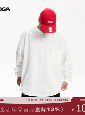 SHOGA重磅310g卫衣男秋季日系复古大口袋贴袋长袖打底衫衫T恤上衣