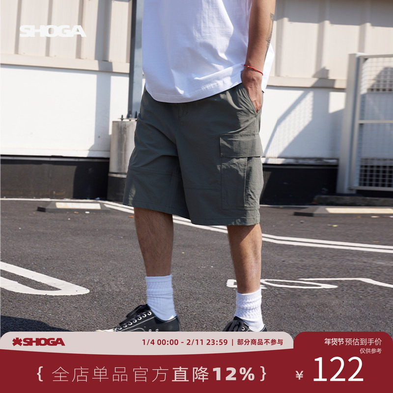 SHOGA日系复古大口袋新款短裤男夏季潮牌宽松百搭直筒休闲五分裤,男装,休闲裤,淘宝优惠券,粉丝福利购,淘宝优惠卷