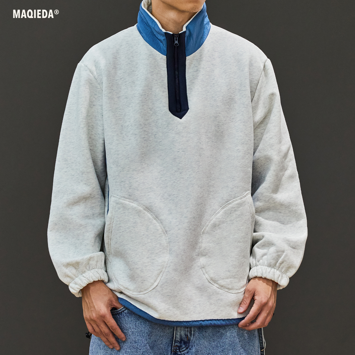 2025新款秋冬加绒男款拼接卫衣