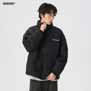 羽绒服立领潮牌宽松冬装 马切达冬季 痞帅男士 印花短款 情侣外套 美式