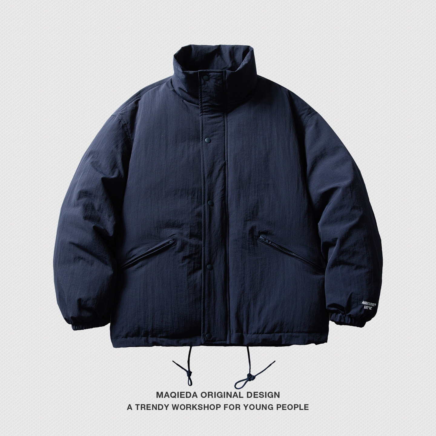 马切达冬季日系立领刺绣男士棉服