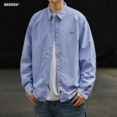 马切达春季 男生宽松潮流衬衣 男日系情侣休闲长袖 男士 简约小众衬衫