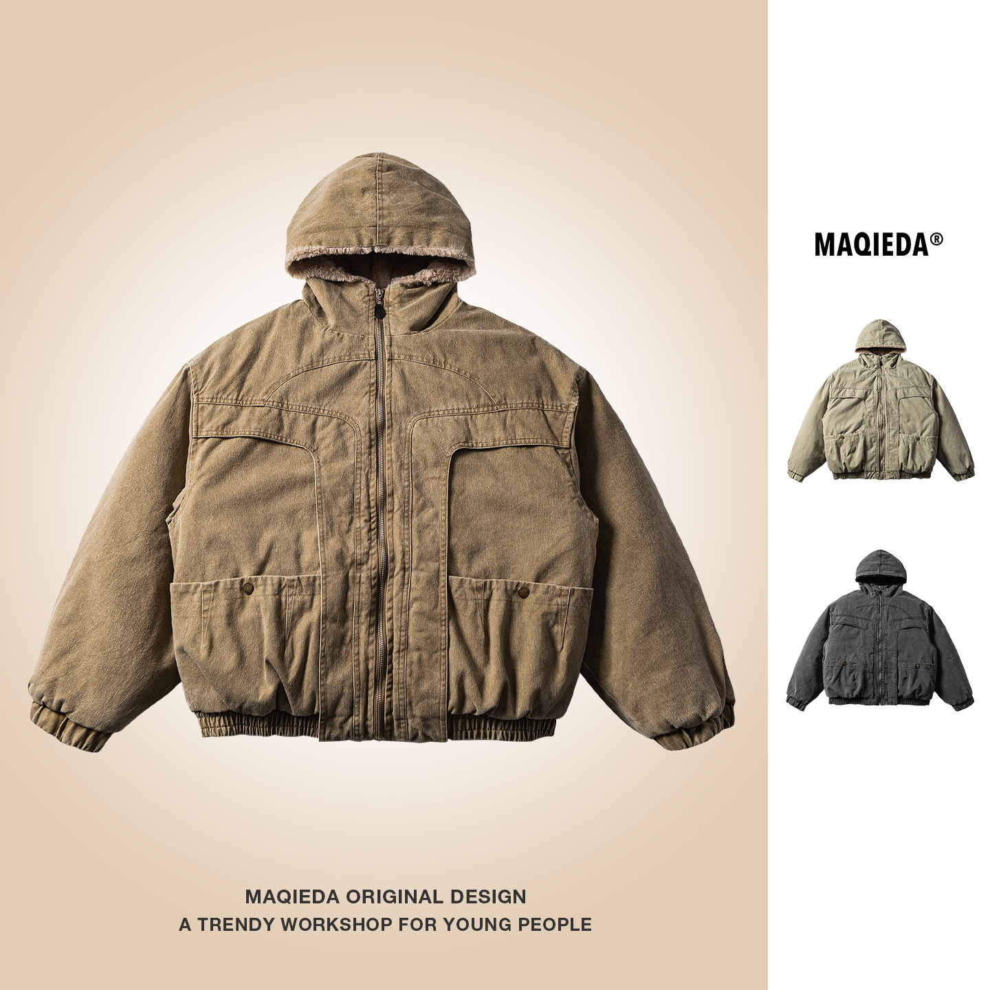 马切达冬季情侣连帽工装复古棉服男士加绒加厚保暖棉衣美式棉袄潮,男装,棉衣,淘宝优惠券,粉丝福利购,淘宝优惠卷