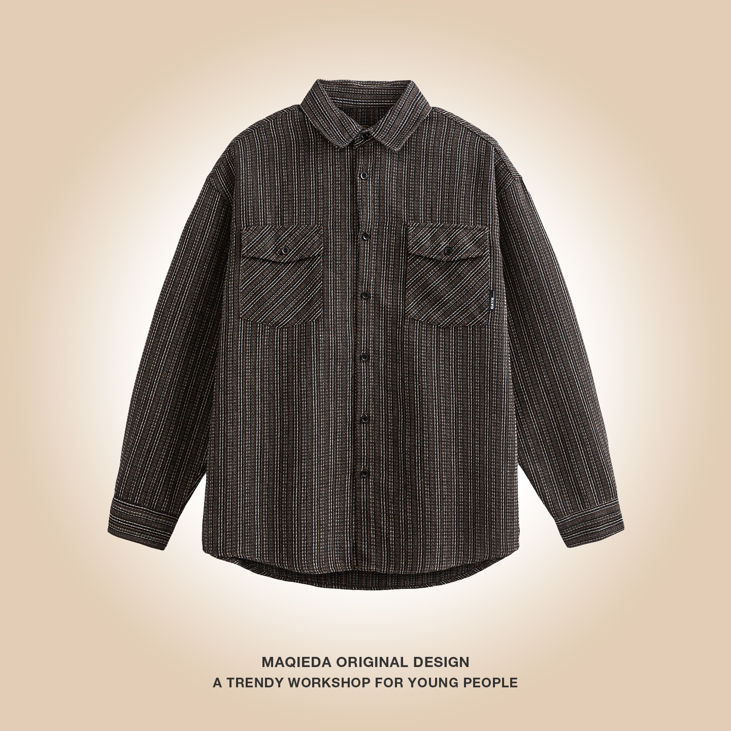 马切达日系男生秋季条纹衬衫