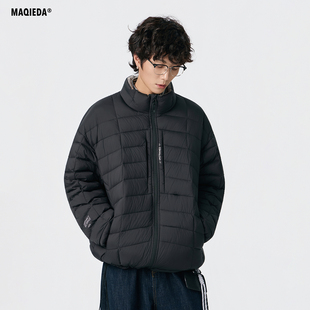 马切达2025新款冬季通勤男款休闲排骨羽绒服立领短款保暖轻薄外套