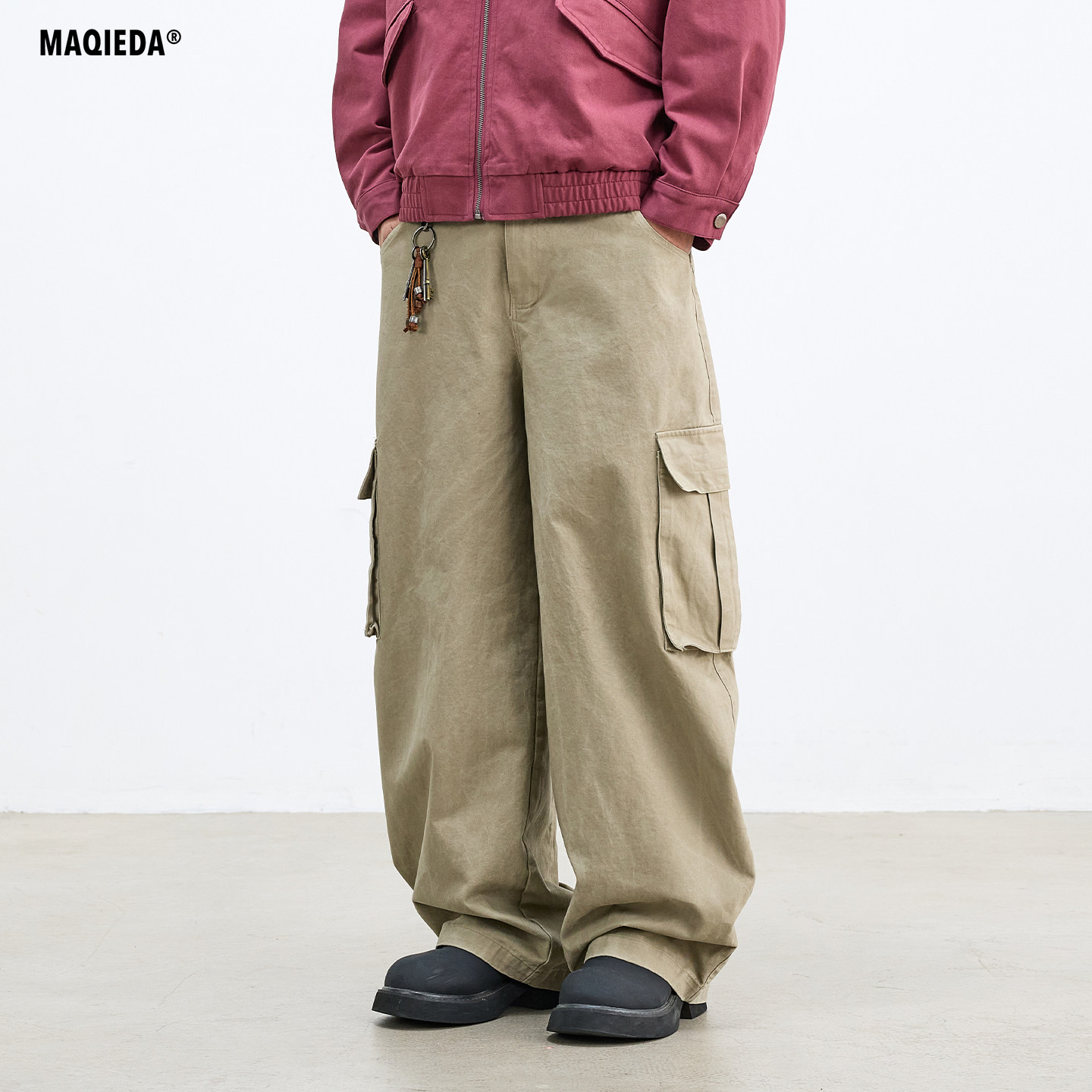 MAQIEDA高街潮牌男士宽松工装裤多口袋直筒休闲长裤美式百搭男裤,男装,休闲裤,淘宝优惠券,粉丝福利购,淘宝优惠卷