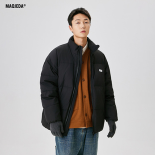 马切达美式 外套 男女情侣字母印花保暖痞帅羽绒服百搭立领纯色冬季