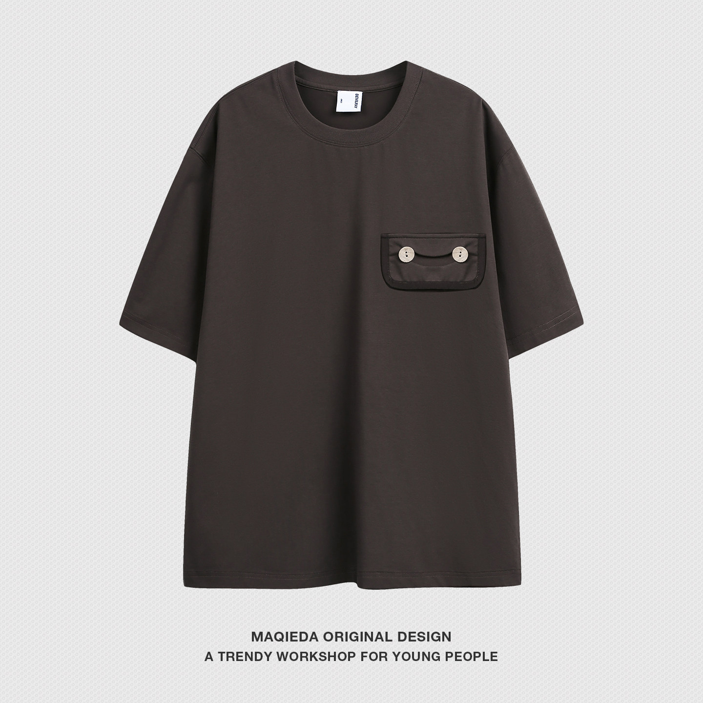 马切达2026新款夏季趣味笑脸口袋男士日系短袖情侣复古休闲五分袖