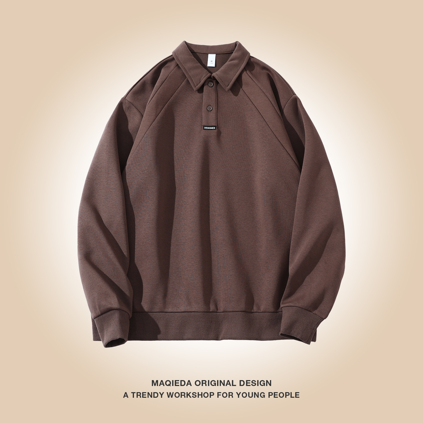 马切达秋季情侣日系纯色学院风POLO衫百搭休闲卫衣秋冬款男士外套