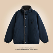 马切达冬季 户外防寒加绒棉袄男款 复古羊羔毛棉衣立领百搭日系棉服