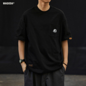男款 日系重磅短袖 情侣宽松纯棉T恤男士 马切达夏季 潮牌休闲五分袖