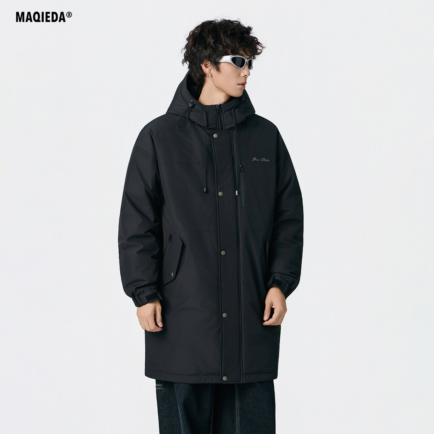 马切达户外冬季中长款羽绒服男士