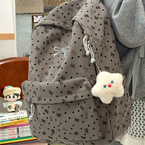 灯芯绒秋冬新款大容量双肩包学生上课通勤百搭书包外出旅行背包女