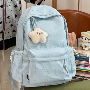 韩系休闲简约星星双肩包女学生高颜值小众百搭背包初中高中生书包