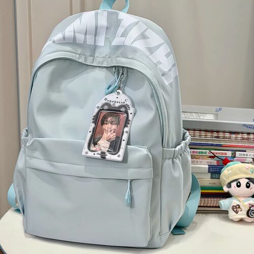 茶话会韩系简约字母双肩包女学生初高中生书包大容量百搭休闲背包