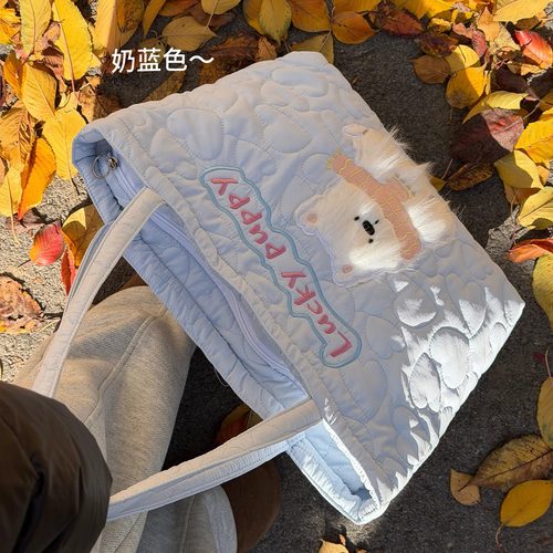 日系ins小清新卡通刺绣云朵包包女 学生托特包休闲百搭手提单肩包
