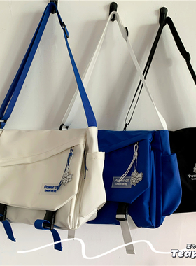 克莱因蓝韩国ins港风包包百搭街拍单肩邮差包ulzzang学生斜挎包女