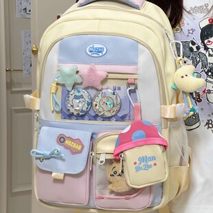 茶话会ins百搭大容量书包女 可爱痛包双肩包初中女生高中学生背包