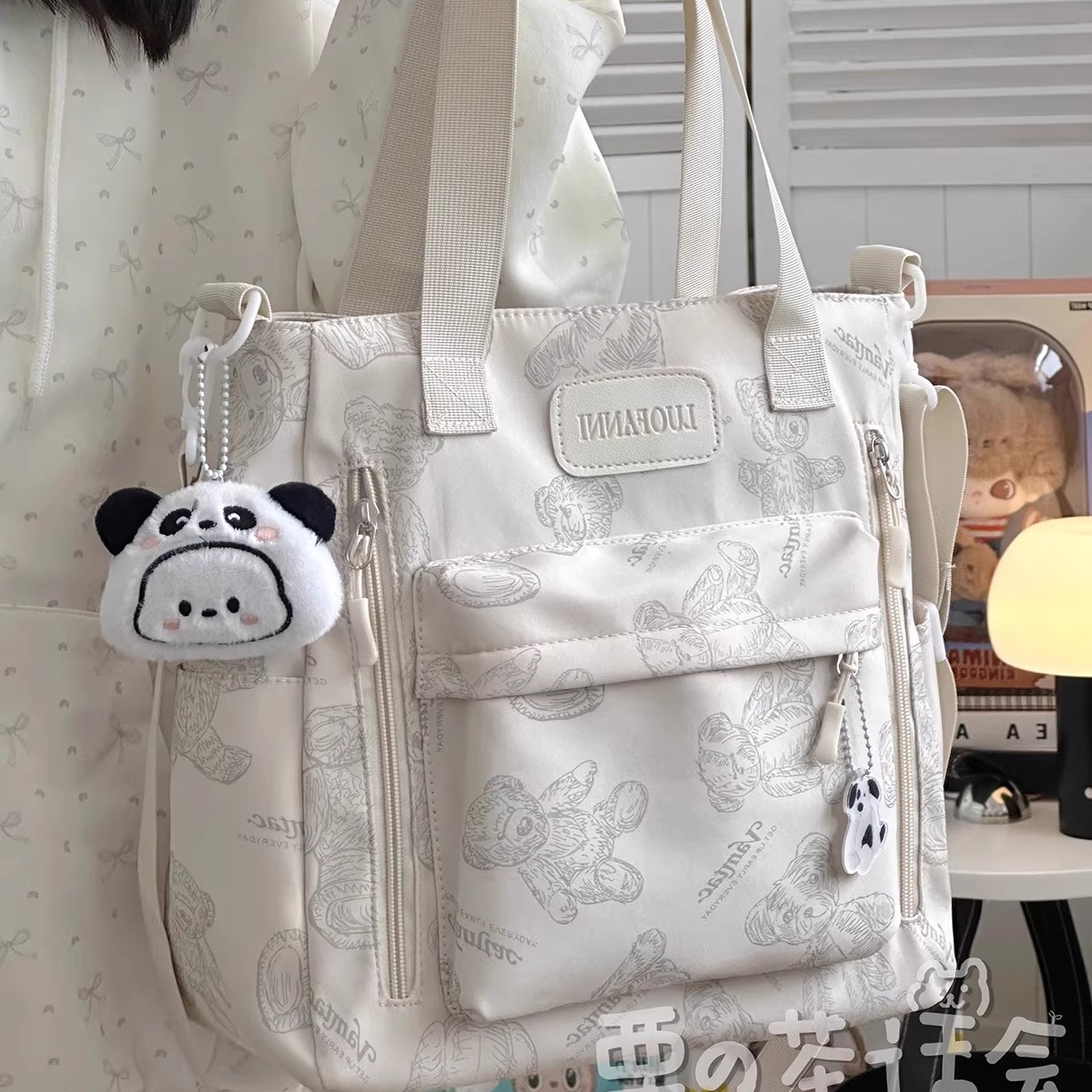 日系ins大容量单肩包女 可爱少女托特包学生上课补习手提袋斜挎包