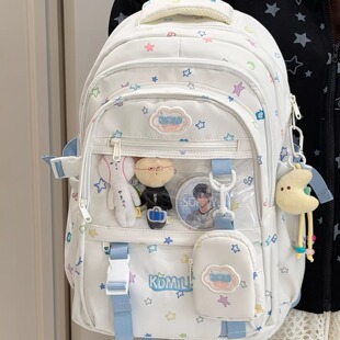 日系ins可爱星星双肩包女 初高中学生书包休闲百搭大容量痛包背包