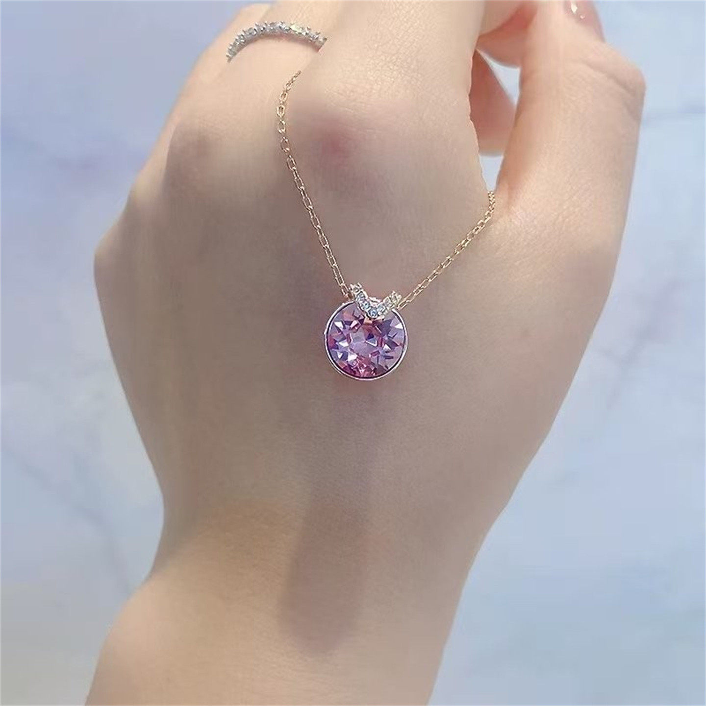 水晶女耳环贝拉项链V百搭锁骨连