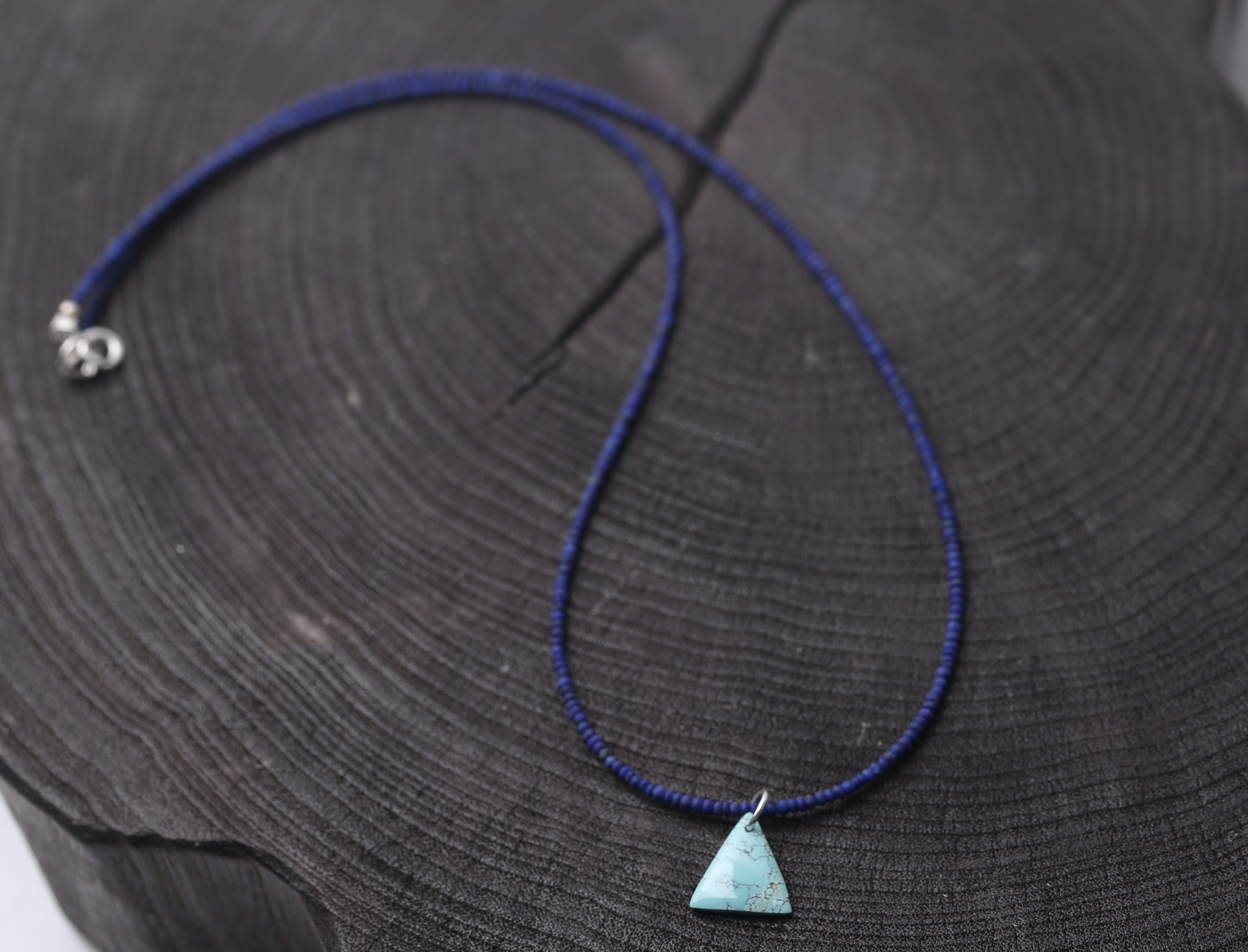 小北羊原创手工项链2mm青金石锁骨链天然原矿绿松石轻奢小众复古