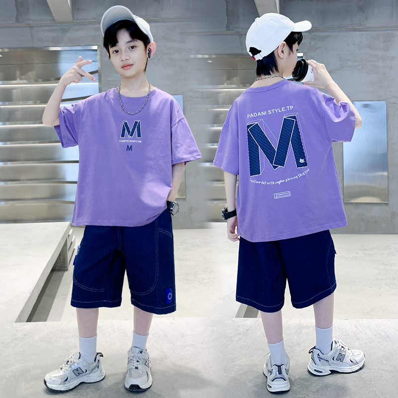 男童夏装套装2025新款短袖两件套