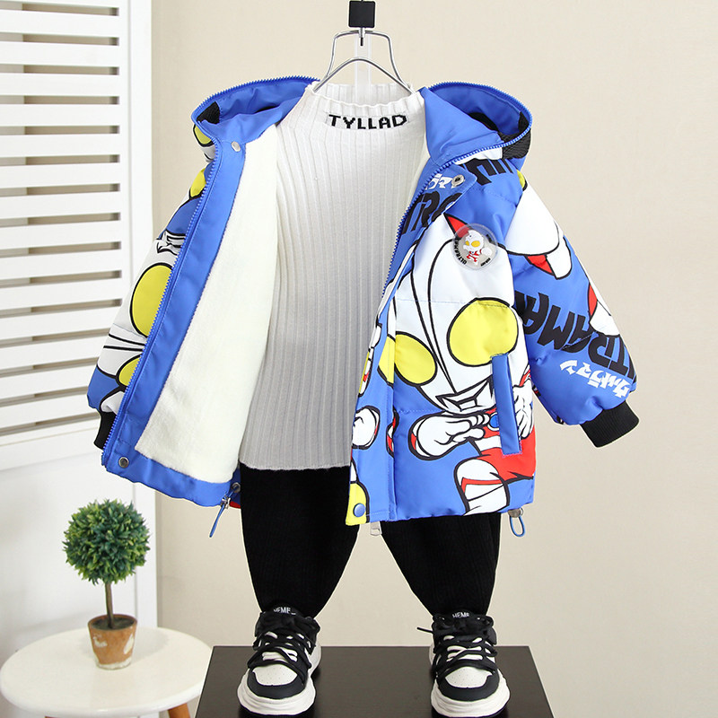 男童棉服外套秋冬款2024新款奥特曼衣服儿童宝宝冬装加厚保暖棉衣