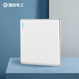 国际电工荧光指示灯开关大间距插座无框超薄面板家用白色暗装插座