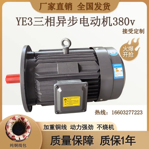 6级YE3系列1.5/2.2/3/4/5.5/7.5kw国标纯铜线圈大功率立式电机