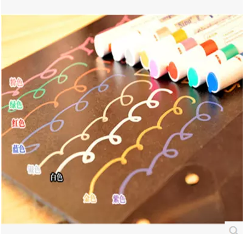 彩色签字笔12色多 色粗金色油漆笔 手账笔少女心签到笔花篮条幅