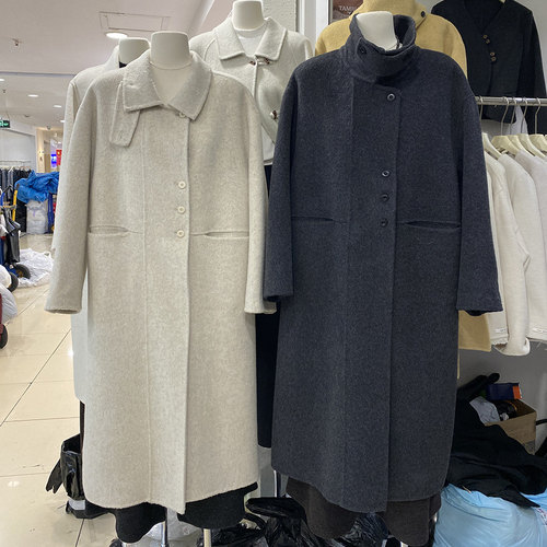 2025冬新款高级感大衣气质简约韩系百搭娃娃领双面羊毛大衣外套