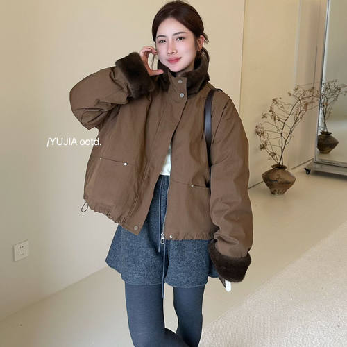 复古派克加厚羊羔毛外套女韩版