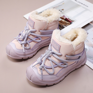 儿童冬季中筒靴加毛保暖女童雪地靴中大童靴子防寒男童高帮棉鞋潮