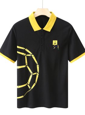 CA44 机场货 卡夏季男式短袖T恤 棉翻领套头休闲商务上衣黑色弹力