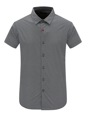 AB1354邦纳男夏季短袖衬衫 棉休闲商务上衣 黑色 时尚都市