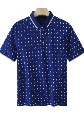 CA58 机场货 卡夏季男式短袖T恤 棉翻领套头休闲商务上衣 蓝色