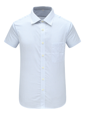 MY223美尔男式夏季短袖衬衫 棉休闲商务上衣 蓝白色 时尚都市免烫