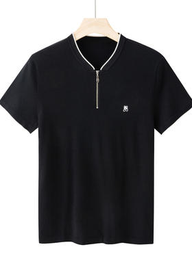 CA56 机场货 卡夏季男式短袖T恤 棉V领套头休闲商务上衣 黑色弹力