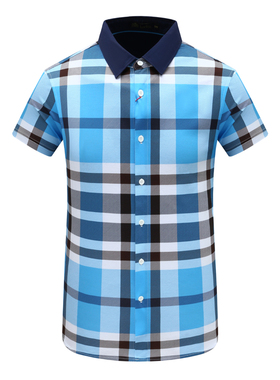 AB1389邦纳男夏季短袖衬衫 棉休闲商务上衣 蓝色 时尚都市