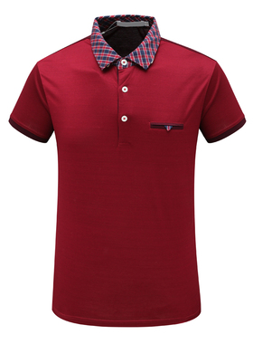 MY48美尔男式夏季短袖T恤 棉翻领套头休闲商务上衣 红色