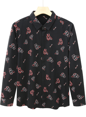 CA1037 机场货 卡春秋男式长袖衬衫 棉开衫休闲商务上衣 黑色弹力