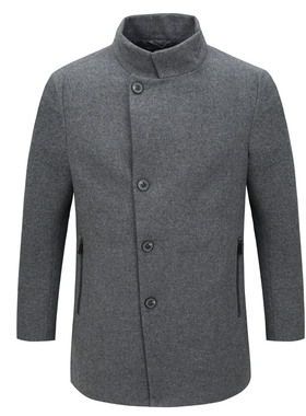 SF309圣秋冬男毛呢大衣 羊毛直排扣保暖防风外套 时尚都市